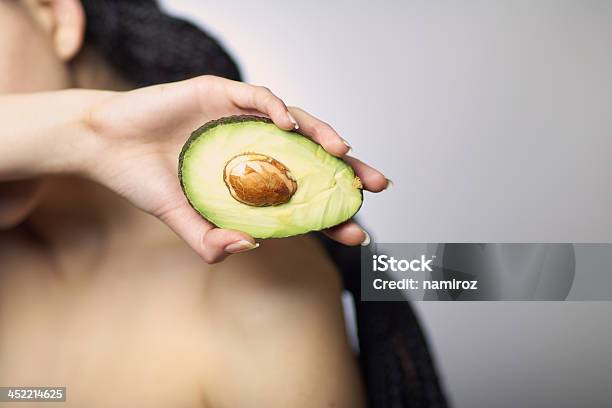 Avocado Woman Portrait Isolated On White Stock Photo - Download Image Now - Adult, Adults Only, Avocado