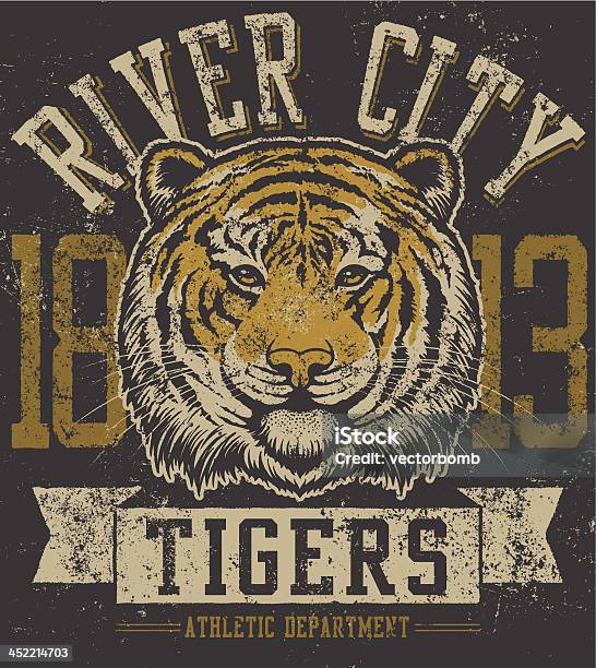 Ilustración de Tiger Mascot De Diseño Retro y más Vectores Libres de Derechos de Tigre - Tigre, Retro, Anticuado