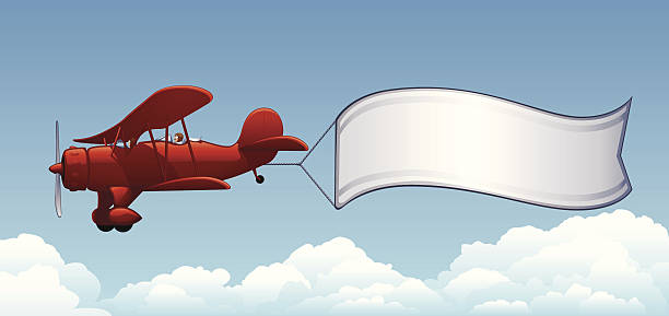 Airplane Banner Plane pulling a sign for your announcement. Files included – jpg, ai (version 8 and CS3), svg, and eps (version 8) words in the sky stock illustrations