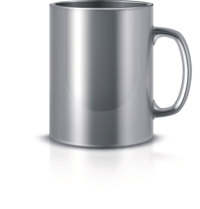 Vector illustration of a metal mug. EPS10 transparency effect.