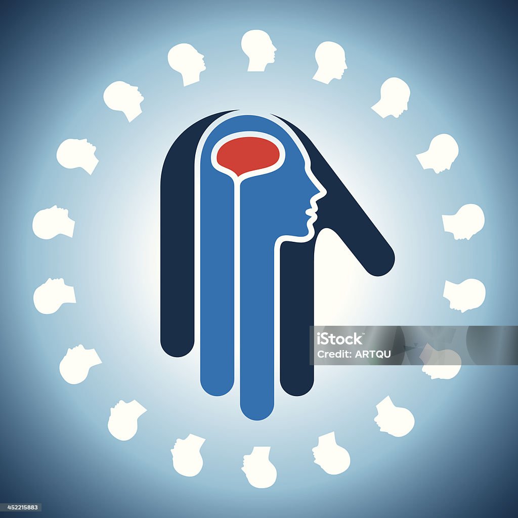 O cérebro humano no ícone de mão - Vetor de Aprender royalty-free