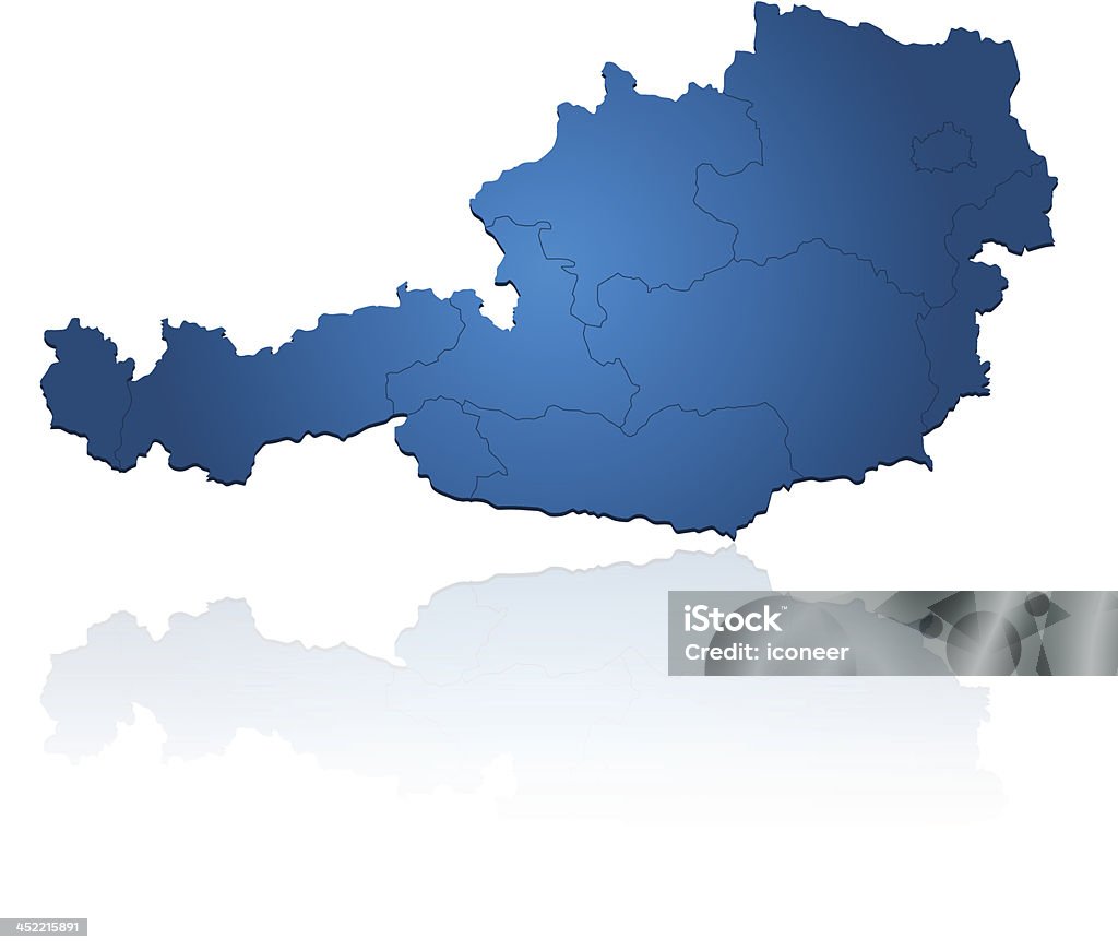 Austria mapa azul - arte vectorial de Austria libre de derechos