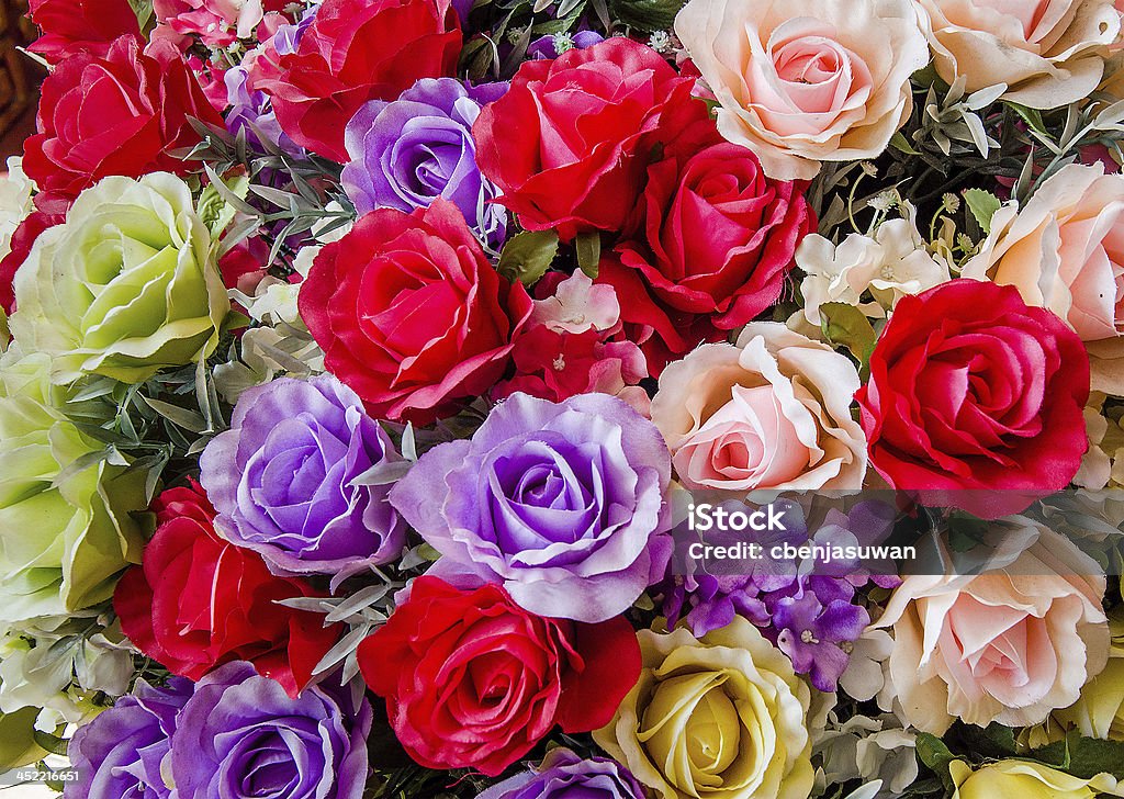 Künstliche Blumen Blumenstrauß aus Rosen - Lizenzfrei Ausstellung Stock-Foto