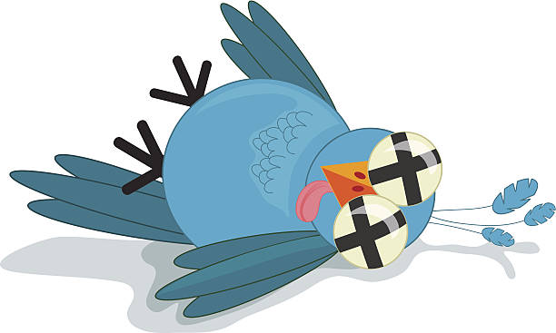 Dead Twitter Bird A cute, tongue-in-cheek, royalty free illustration of a dead or dazed twitter bird. dead bird stock illustrations