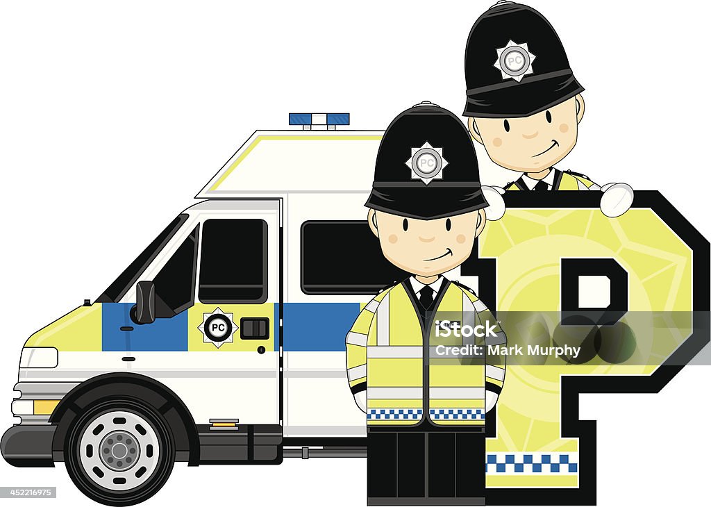 Carino polizia britannica Lettera P - arte vettoriale royalty-free di Alfabeto