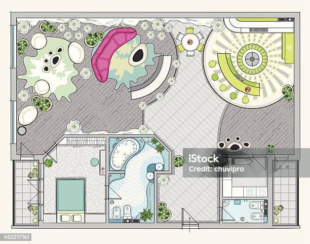 Дизайн Апартаменты С Одной Спальней — стоковая векторная графика и другие изображения на тему Архитектура - Архитектура, Балкон, В помещении