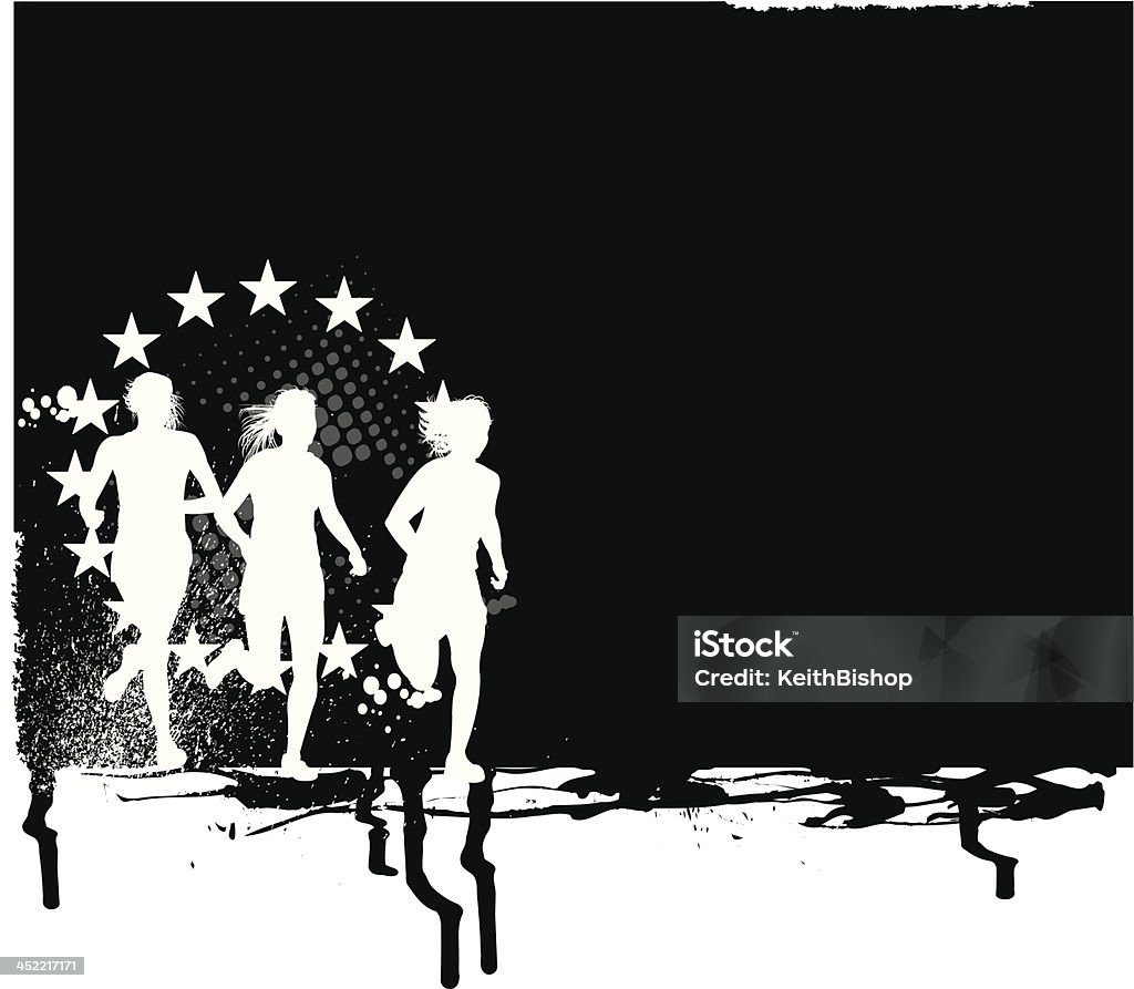 Cross-Country les étoiles en arrière-plan-pour-fille - clipart vectoriel de Athlète - Athlétisme libre de droits