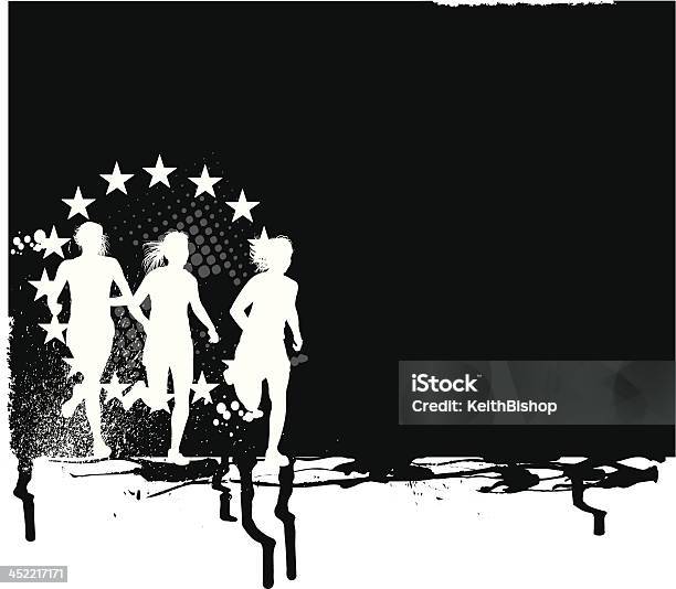 Crosscountry Les Étoiles En Arrièreplanpourfille Vecteurs libres de droits et plus d'images vectorielles de Athlète - Athlétisme