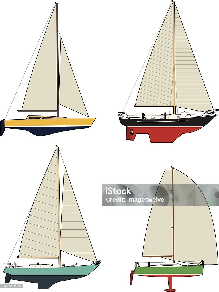 Coloridos yates - arte vectorial de Casco - Parte del barco libre de derechos