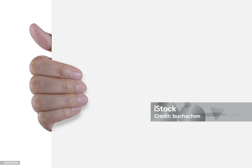 Mão segurando o papel branco vazio - Foto de stock de Adulto royalty-free