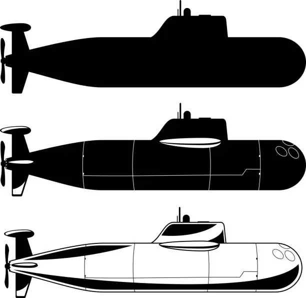 Vector illustration of Submarine War Icons