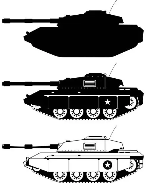 Vector illustration of Tank military icons