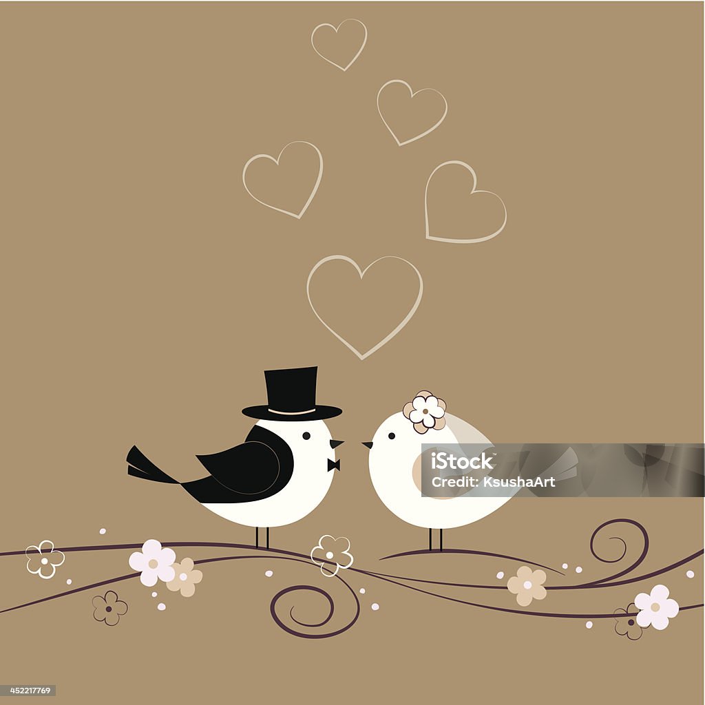 Carta di matrimonio con uccelli - arte vettoriale royalty-free di Uccello