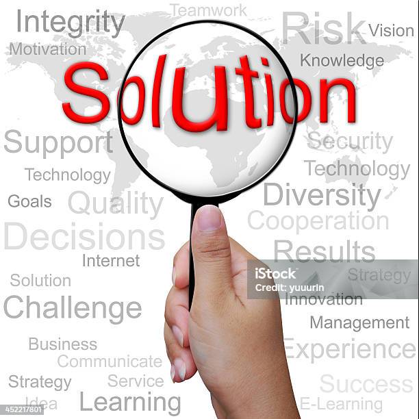 Solution Word Inmage Solution Word In Magnifying Glass Business Background Stock Photo ...