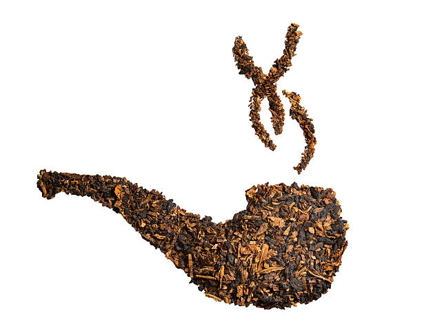 Pipe tobacco with smoke stock photo