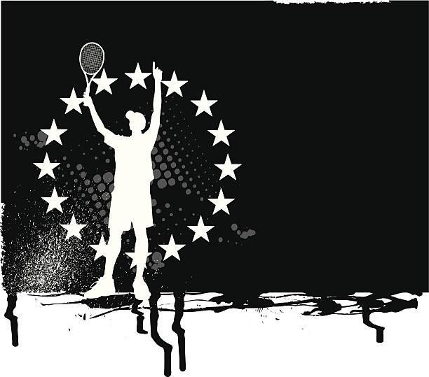 ilustrações, clipart, desenhos animados e ícones de tênis vitória all-star fundo - silhouette tennis competitive sport traditional sport