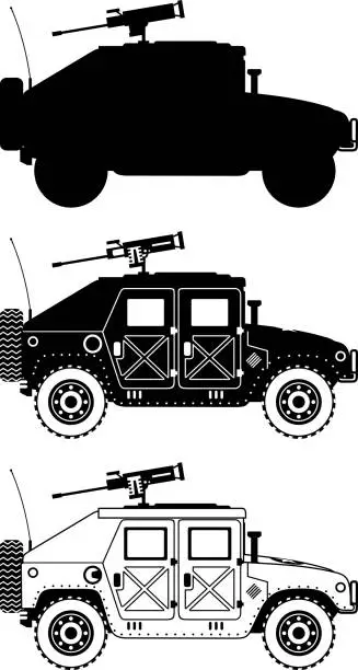 Vector illustration of war humvee military icons