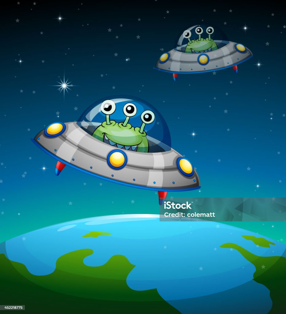 Spaceships z cudzoziemców - Grafika wektorowa royalty-free (Brzydota)