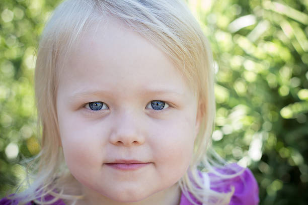 Outdoor portrait of little girl stock photo