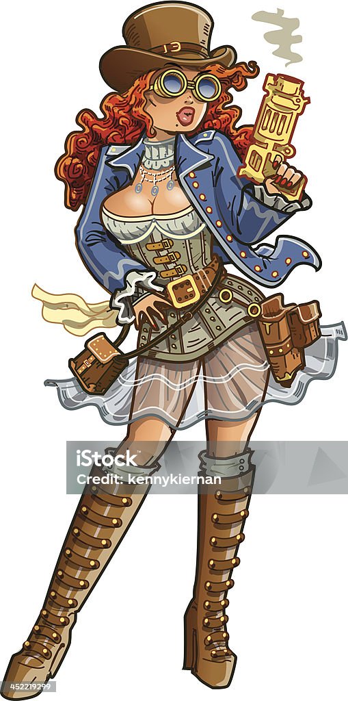 Sexy Steampunk Pistolero - arte vettoriale royalty-free di Personaggio