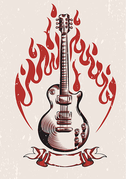 rock gitara - guitar electric guitar modern rock metal stock illustrations