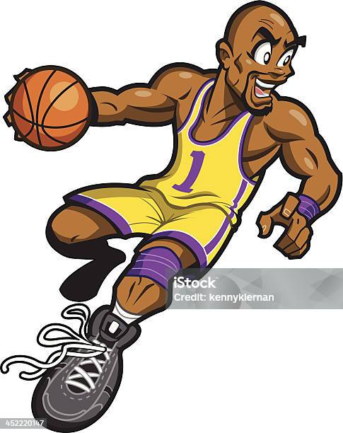 Preto Jogador De Basquetebol - Arte vetorial de stock e mais imagens de Basquetebol - Basquetebol, Mascote, Personagens