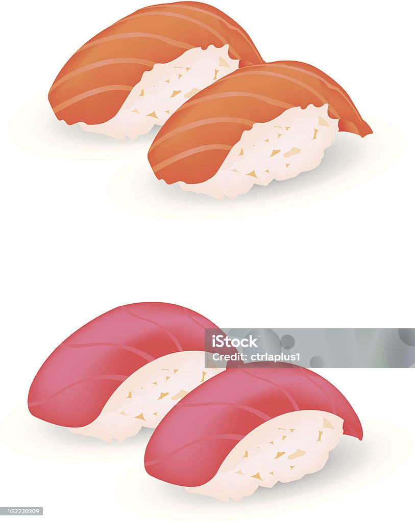 Łososia i tuńczyka błękitnopłetwego sushi - Grafika wektorowa royalty-free (Akwarium kula)