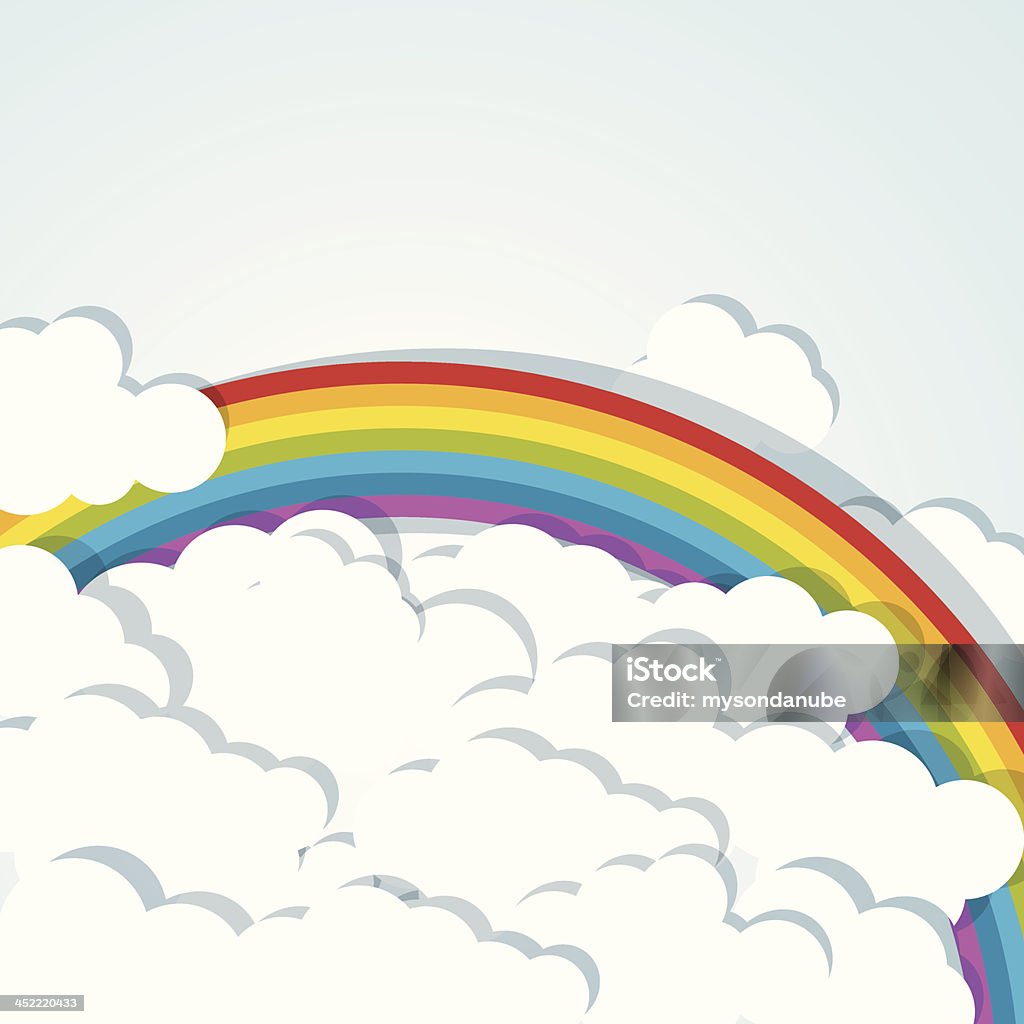 Vektor Hintergrund mit Regenbogen und Wolken - Lizenzfrei Bildhintergrund Vektorgrafik