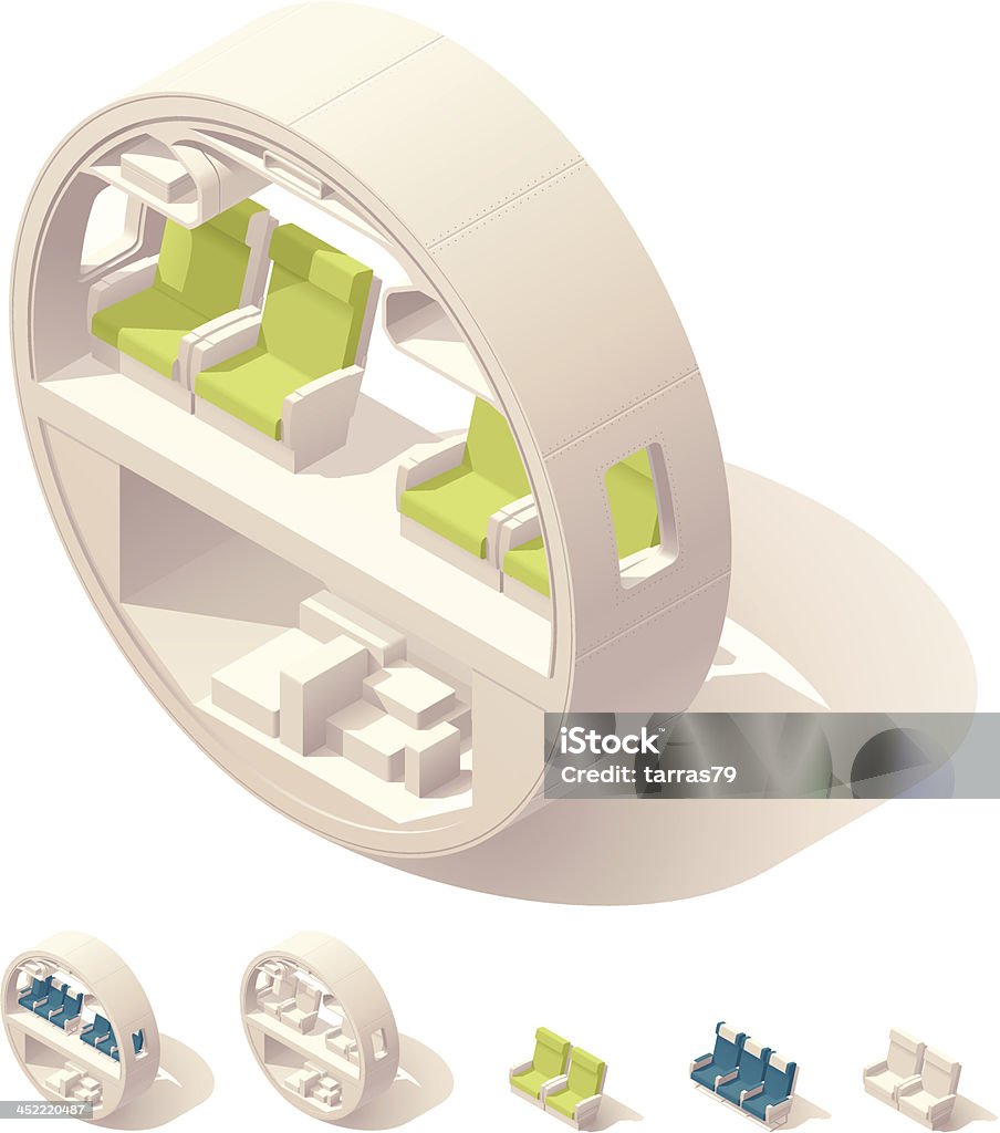 Изометрические самолетов кабина поперечных сечений - Векторная графика Сиденье самолёта роялти-фри