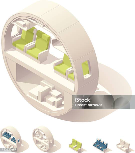 Изометрические Самолетов Кабина Поперечных Сечений — стоковая векторная графика и другие изображения на тему Сиденье самолёта - Сиденье самолёта, План, Самолёт