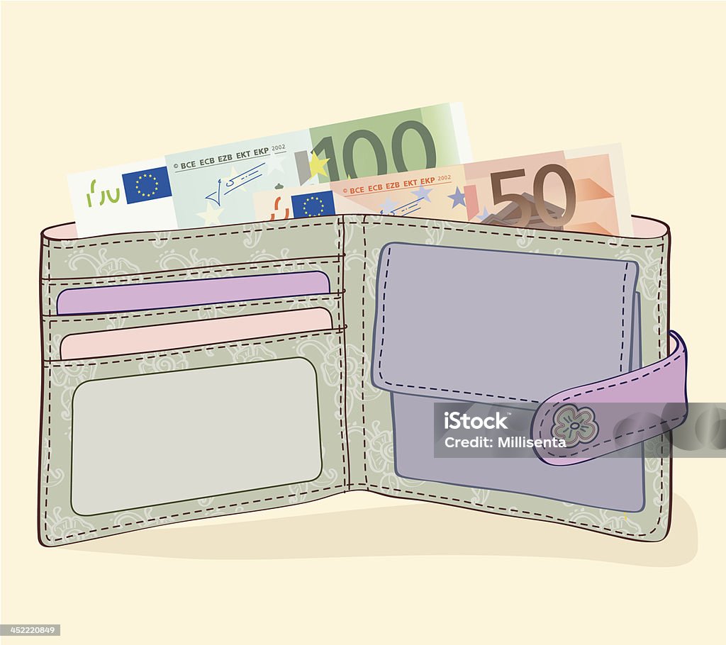 Carteira com 50 e 100 Euro contas - Vetor de Cartão de crédito royalty-free