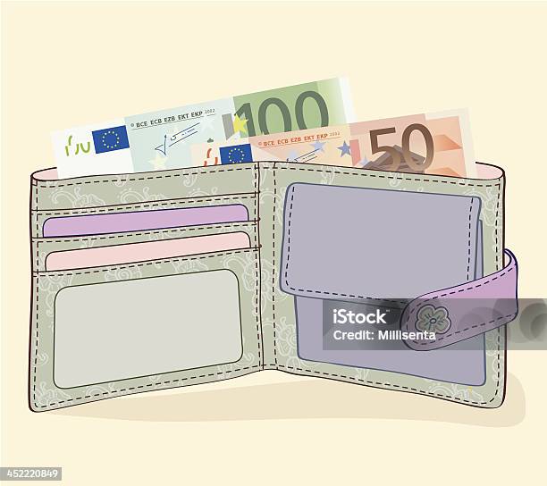 Vetores de Carteira Com 50 E 100 Euro Contas e mais imagens de Cartão de crédito - Cartão de crédito, Nota da Comunidade Europeia, Acessório