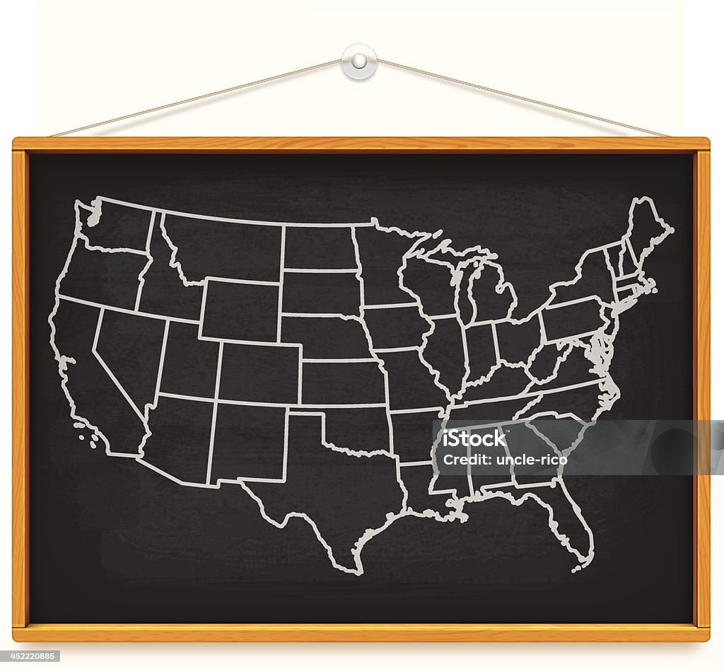 Estados Unidos Mapa da grande quadro-negro - Vetor de Alfinete royalty-free