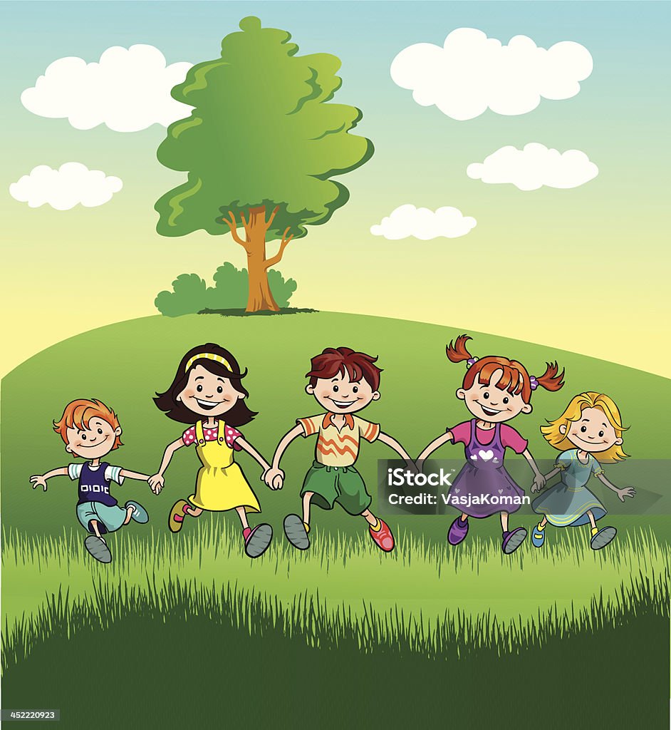 Happy Children in Nature Each image is placed on separate layer for easy editing.  Child stock vector