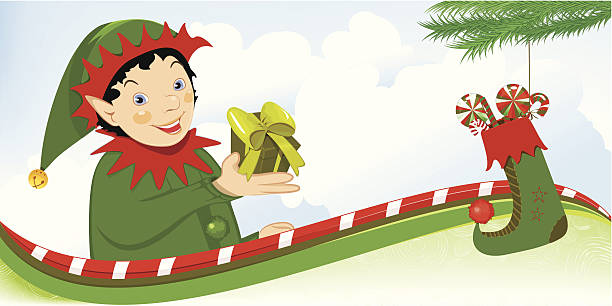 ilustraciones, imágenes clip art, dibujos animados e iconos de stock de navidad elf - stick of hard candy hanging decoration christmas decoration