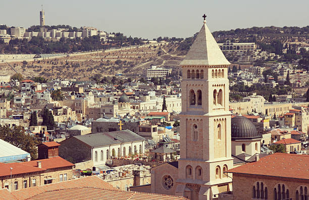 iglesia luterana del redentor, jerusalén, israel. - lutheran church of the redeemer fotografías e imágenes de stock