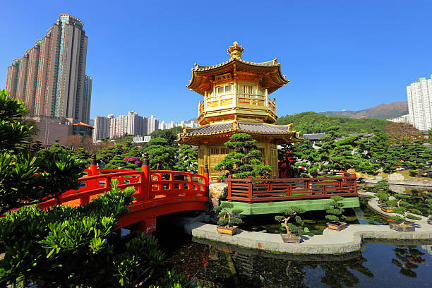 istock gold pavilion in chinese garden 452226453