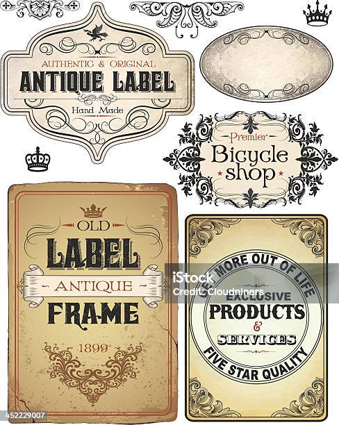 Vintage Banners Retro Pergaminho Texto - Arte vetorial de stock e mais imagens de Art Nouveau - Art Nouveau, Padrão, Moldura - Composição