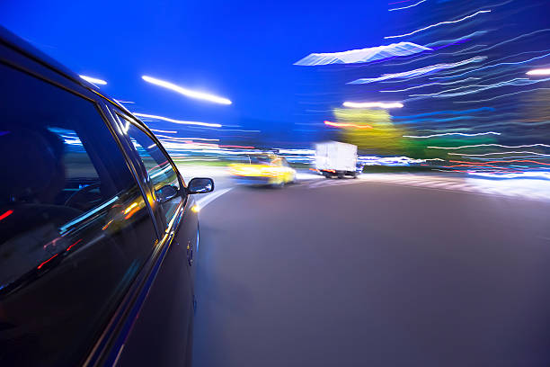 istock Night drive with car in motion. 452229093