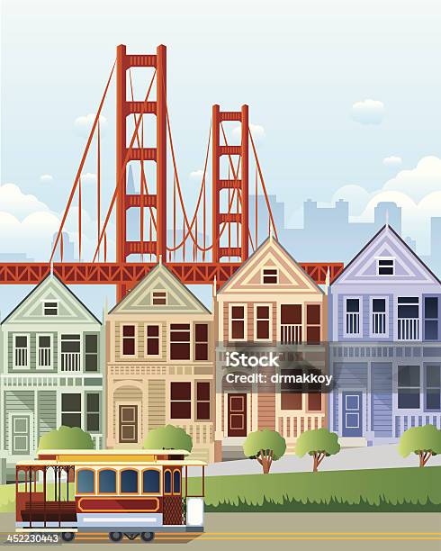 San サンフランシスコ - カリフォルニア州 サンフランシスコのベクターアート素材や画像を多数ご用意 - カリフォルニア州 サンフランシスコ, 路面電車, ゴールデンゲートブリッジ