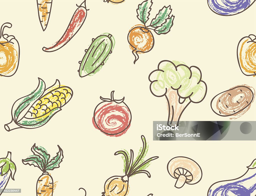 Doodle colores vegetales patrón sin costuras - arte vectorial de Agricultura libre de derechos