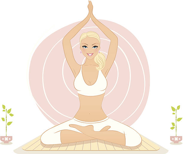 ilustraciones, imágenes clip art, dibujos animados e iconos de stock de hermosa mujer haciendo ejercicios de yoga - loneliness backgrounds beauty beauty in nature