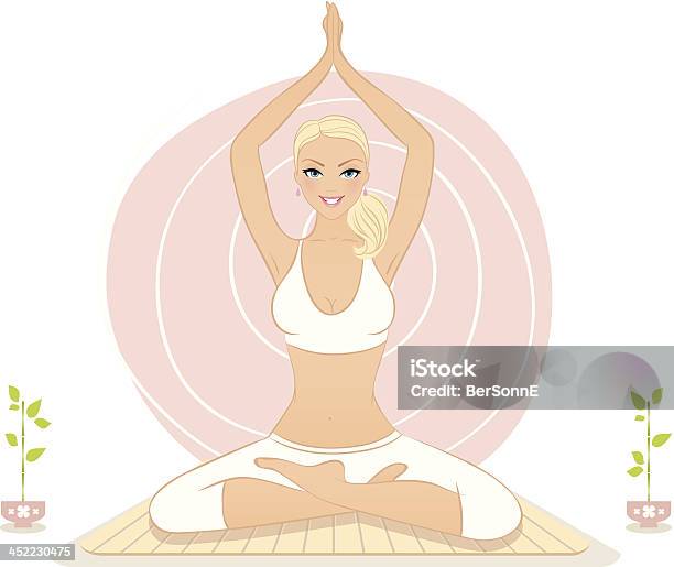 Bella Donna Facendo Yoga Esercizi - Immagini vettoriali stock e altre immagini di Mantra - Mantra, Adolescente, Adulto