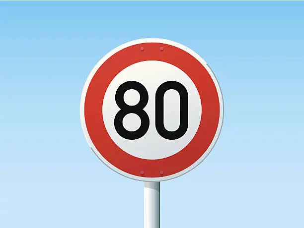 Vector illustration of German Road Sign Speed Limit 80 kmh