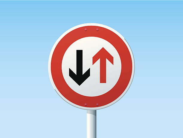 oncoming трафика имеет приоритет немецкий дорожный знак - two way traffic stock illustrations