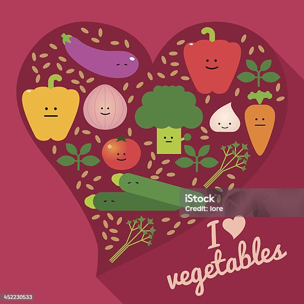 Ilustración de Mi Corazón De Las Verduras y más Vectores Libres de Derechos de Ajo - Ajo, Albahaca, Alegre