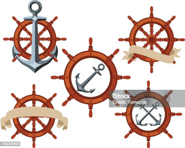 Bateau Roue De Gouvernail De Direction Vecteurs libres de droits et plus d'images vectorielles de Affaires - Affaires, Antiquités, Barre de navigation