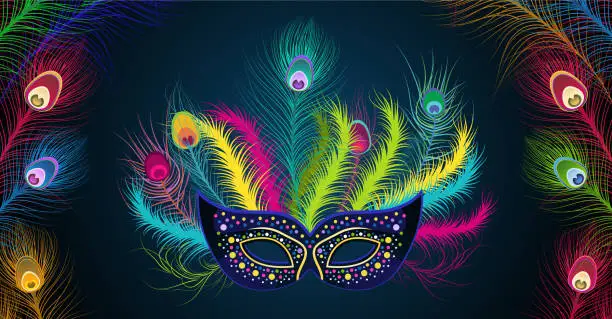 Vector illustration of Mardi Gras Venetian Mask Ornament 7