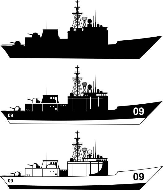 ilustrações de stock, clip art, desenhos animados e ícones de navio de guerra militar - submarine navy underwater military ship
