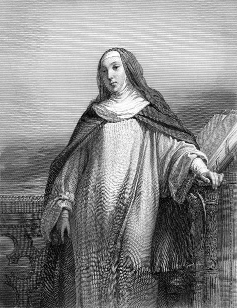 istock St. Hilda, Abbess of Whitby - Antique Engraving 452233251